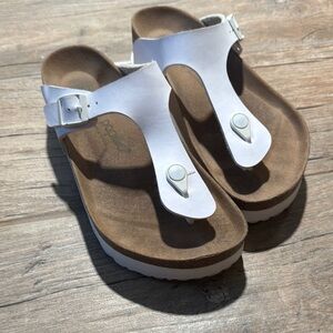 Birkenstock White and Brown Women's Sandals